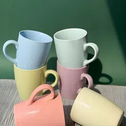 ARAVALII Blue & Rose 6 Pcs Crafted Ceramics Printed Ceramic Glossy Cups and Mugs image 5