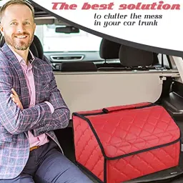 Allextreme Backseat Trunk Organizer Bag Faux Leather Orange and Black Color and Small Size for Cars, SUVs & Trucks, EXTOSOB1 image 3