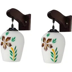 1ST TIME Multicoloured & White Printed Wood Traditional Wall Lamp-picture-31