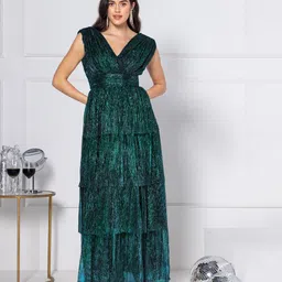 JULO Women Sapphire Soire V-Neck Wrap Maxi Dress-picture-12