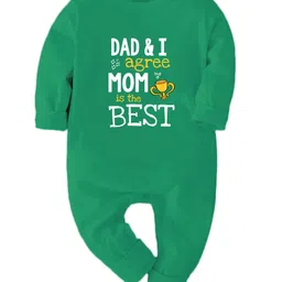 Zeezeezoo Family Theme Full Sleeves Dad & I Agree Mom Is The Best Printed Romper - Green-picture-27