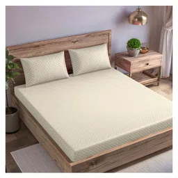 Trance Home Linen 300TC Single Flat Bedsheet with 1 Pillow Cover - Pearl-image-66