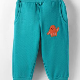 Zero Knit Full Length Fish Printed Fleece & Woollen Bottom - Teal Blue-picture-43