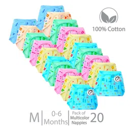 Chirsh Baby Boys & Baby Girls Cotton Cloth Diapers/Nappies Classic Langots Washable Cloth Nappy With String (0-6 Months, Pack Of 20) Medium- Multi Color-image-33