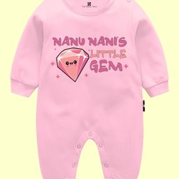 The Peppy Tend 100% Cotton Family Theme Full Sleeves Nanu Nanis Little Gem Text Printed Romper - Pink-picture-41