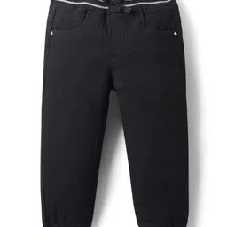 Babyhug Full Length Washed Denim Jeans With Ribbed Waist - Black image 1