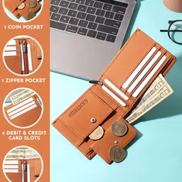 SAMTROH Men Animal Printed Zip Detail Two Fold Wallet image 5