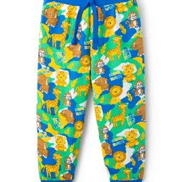 Babyhug Cotton Knit Full Length Lounge Pant with Animal Print Pack of 2- Yellow & Blue image 2