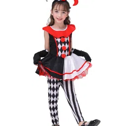 Little Surprise Box Blended Halloween Theme Full Sleeves Harley Quinn Costume Set - Black & White image 3