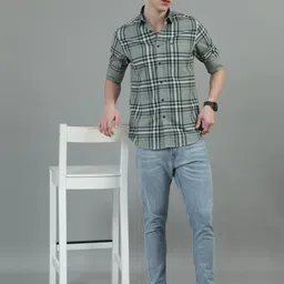 COOL COLORS Men Slim Fit Tartan Checks Checked Casual Shirt-picture-30