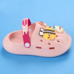 Oh! Pair Back Strap Closure Clogs With Honey Bee Applique- Pink image 4