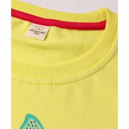 Olio Kids Cotton Knit Full Sleeves T-Shirts With Butterfly Print - Lemon Yellow image 4