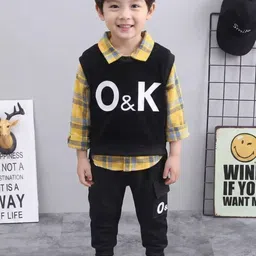 Hikuj Boys Checked T-shirt and Shirt with Trousers-picture-32