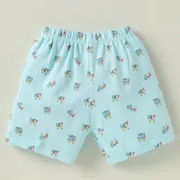 Tango Interlock Knit Sleeveless Text Printed Vest & Knee Length Shorts - Light Blue image 5