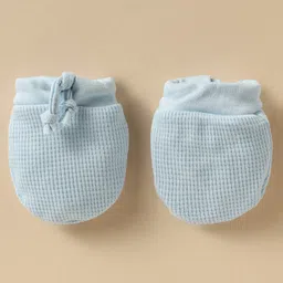 Simply Waffle Knit Solid Colour Cap Mittens & Booties Light Blue - Diameter 11 cm image 5