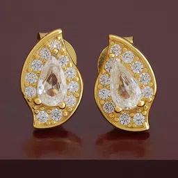 Kushal's Fashion Jewellery 92.5 Pure Silver Gold-Plated Cubic Zirconia Paisley Studs-picture-22