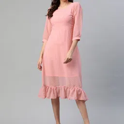 BAESD Floral Print Georgette Peplum Dress-image-4