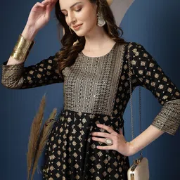 AHMI Floral Print Georgette Fit & Flare Midi Dress image 4