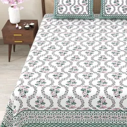 Myntra Elegant Homes Cotton Floral 180 TC King Bedsheet with 2 Pillow Covers-image-65