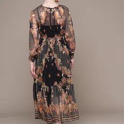 Label Ritu Kumar Floral Print Chiffon A-Line Midi Dress with Inner image 5