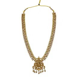 GRIIHAM Gold Plated Long Simple Laxmi Necklace Set image 5