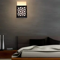 Gojeeva Black & White 4 Pieces Textured Contemporary Wooden Rectangle Shaped Wall Lamp image 3