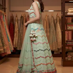 TIKODI Embellished Sequinned Ready to Wear Lehenga & Blouse With Dupatta image 4