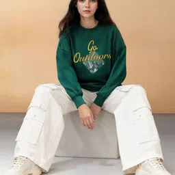 Flying Machine Women Typography Printed Drop Shoulder Pullover Sweatshirt-image-20