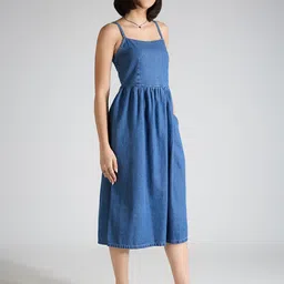 TARAMA Women Square Neck A-Line Midi Dress image 3