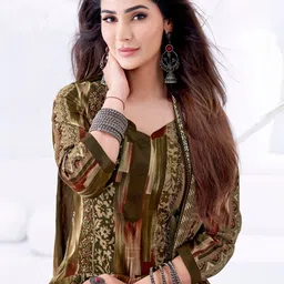 Simmu Women Printed Regular Pure Cotton Kurta with Trousers & With Dupatta image 2