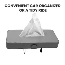 Allextreme Hanging Tissue Box Cover Grey Color Faux Leather Rectangular Shape for Sun Visor Seat, Back Seat of Car, ‎EX-THH-02 image 4
