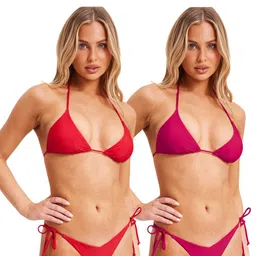 Women Red,Pink Nylon Bra Panty Set for Lingerie Set Undergarments Pack of 2-image-82