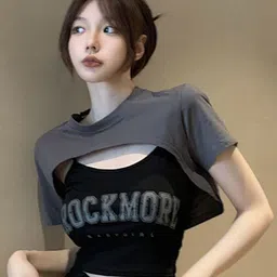 StyleCast x Revolte Women Typography Printed Crop Fitted Top image 2