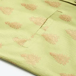 SOJANYA Men Black & Green Pure Cotton Kurta with Churidar & Nehru Jacket image 4