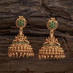 Kushal's Fashion Jewellery Gold Plated Artificial Stones Antique Dome Shaped Jhumkas-picture-57