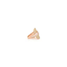 METALM Signet Ring with White Cz Diamonds In Rose Gold Finish image 5