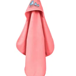 Quick Dry Baby Hooded Towel Embroidered - Rose Pink  (Print May Vary)-image-1
