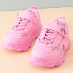 Babyoye Velcro Closure Solid Colour Sneakers - Pink-image-14