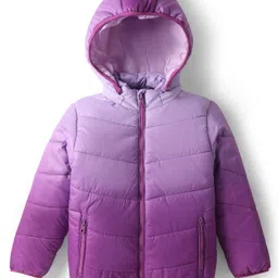 Primo Gino Woven Full Sleeves Hooded Padded Jacket With Ombre Effect - Purple-picture-28