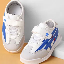 Cute Walk by Babyhug Velcro Closure Sneakers with Stripes - White-picture-12