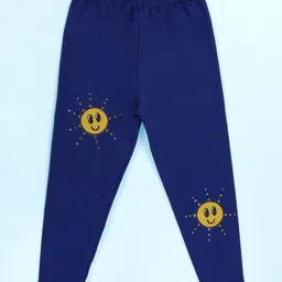 Kiddopanti Cotton Spandex Knit Stones Embellished Sun Designed Leggings - Royal Blue-picture-19