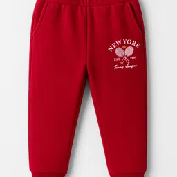 Zero Sinker Knit Full Length Lounge Pant With Text Print - Red-picture-20