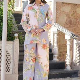 AUTUMN LANE Vastramaya Magnolia Printed Cotton Co-Ord set image 4