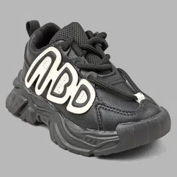 Babyoye Sneakers with Lace Up Closure - Black image 3