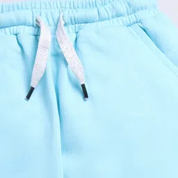 Kidcity Cotton Looper Happy Hearts Text Printed Joggers - Light Firozi image 4