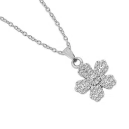 Utkarsh Women Silver-Plated Sparkle Flower Design Cubic Zirconia Locket image 2