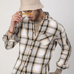 VASTRADO Men Classic Slim Fit Opaque Checked Casual Shirt-picture-42