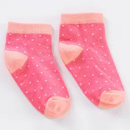 Cute Walk by Babyhug Non Terry Cotton Knit Ankle Length Anti Bacterial Socks Stripes & Dots Design Pack of 3 - Pink & White image 5