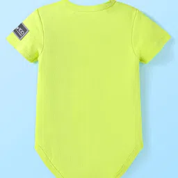 Babyhug Disney Interlock Knit Half Sleeves Onesies With Disney Character Detailing Pack of 2 - Green & White image 5