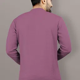 vebnor Men Self Design Mandarin Collar Polyester Purple T-Shirt image 2